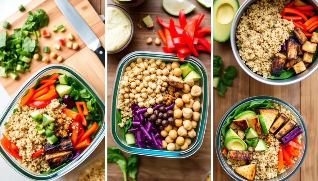 Healthy Buddha bowl with colorful vegetables, quinoa, and protein toppings.