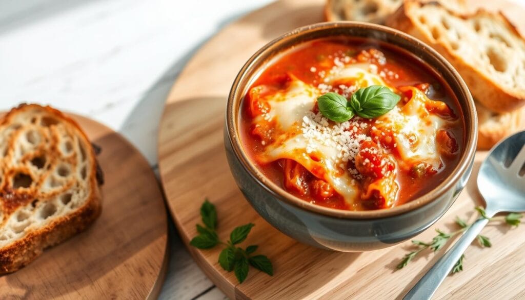 Lasagna Soup with Bread