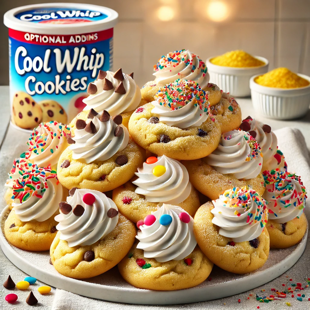 Cake mix varieties in vanilla, chocolate, and funfetti flavors for Cool Whip Cookies