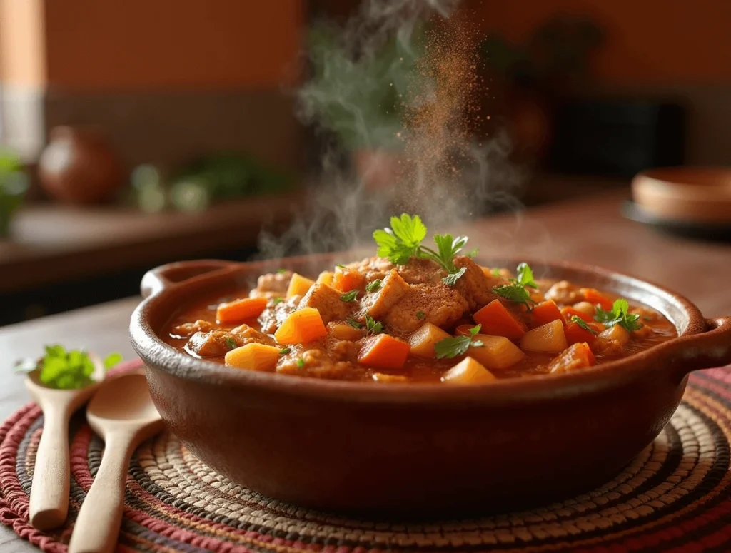 Delicious Mexican chicken stew with tender chicken, vegetables, and flavorful spices.