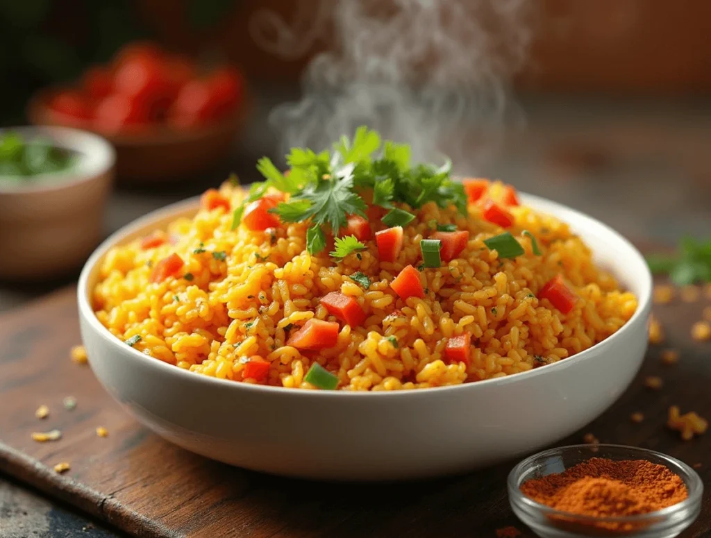 Colorful and flavorful Mexican-style rice made with tomatoes, onions, and spices.