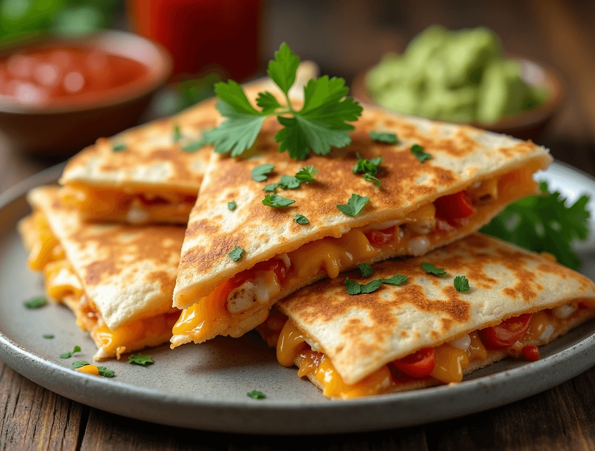 Chicken Quesadilla Recipe: Easy, Cheesy, and Full of Flavor 1 Delicious homemade chicken quesadilla with melted cheese, crispy tortilla, and savory chicken filling.