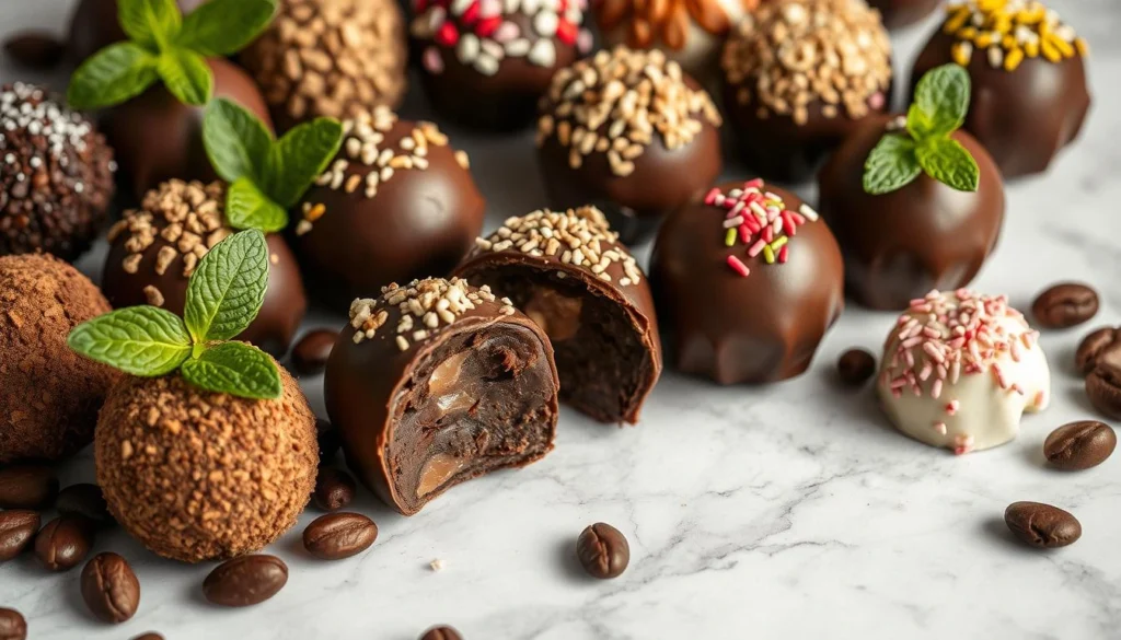 Assortment of easy homemade chocolate desserts, including truffles, brownies, and chocolate mousse.