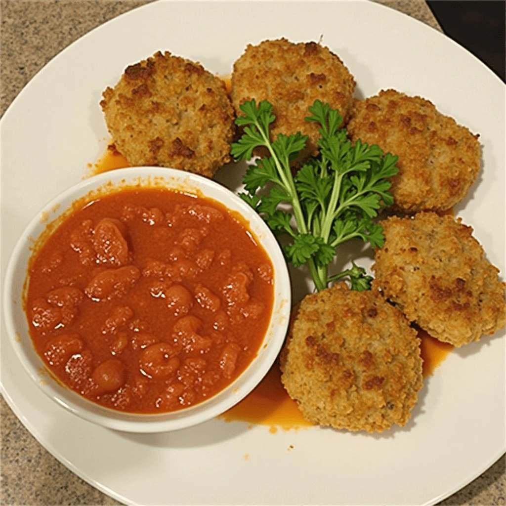 Plate of crispy fried green tomatoes served with dipping sauce