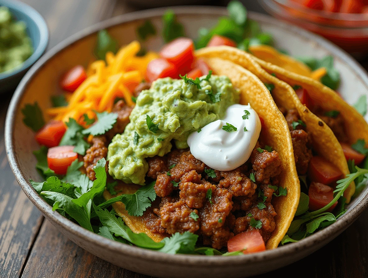 A crispy taco bowl served fresh with toppings, alongside a meal prep container with separated ingredients for proper storage and freshness.