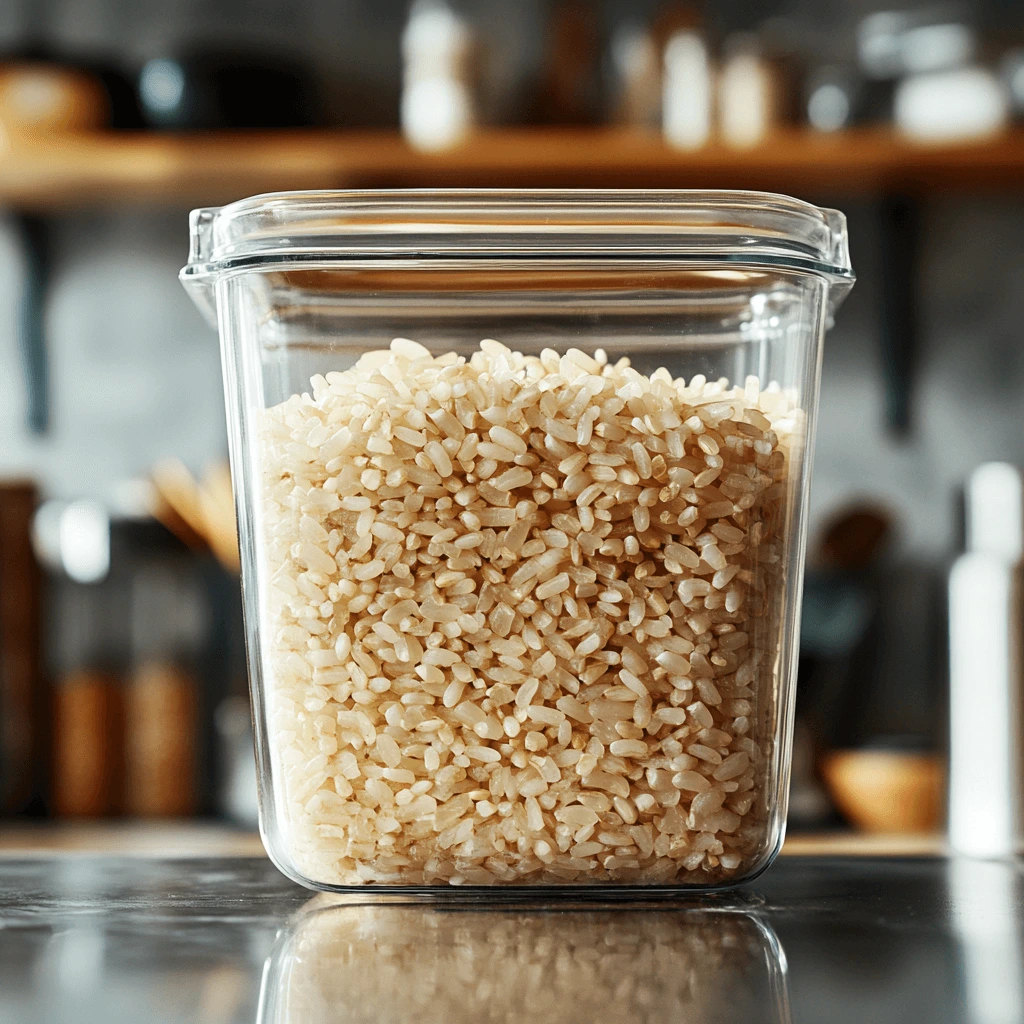 How to Cook Brown Rice Using Rice Cooker (The Easy Hands-Off Method) 6 Stored brown rice in fridge container