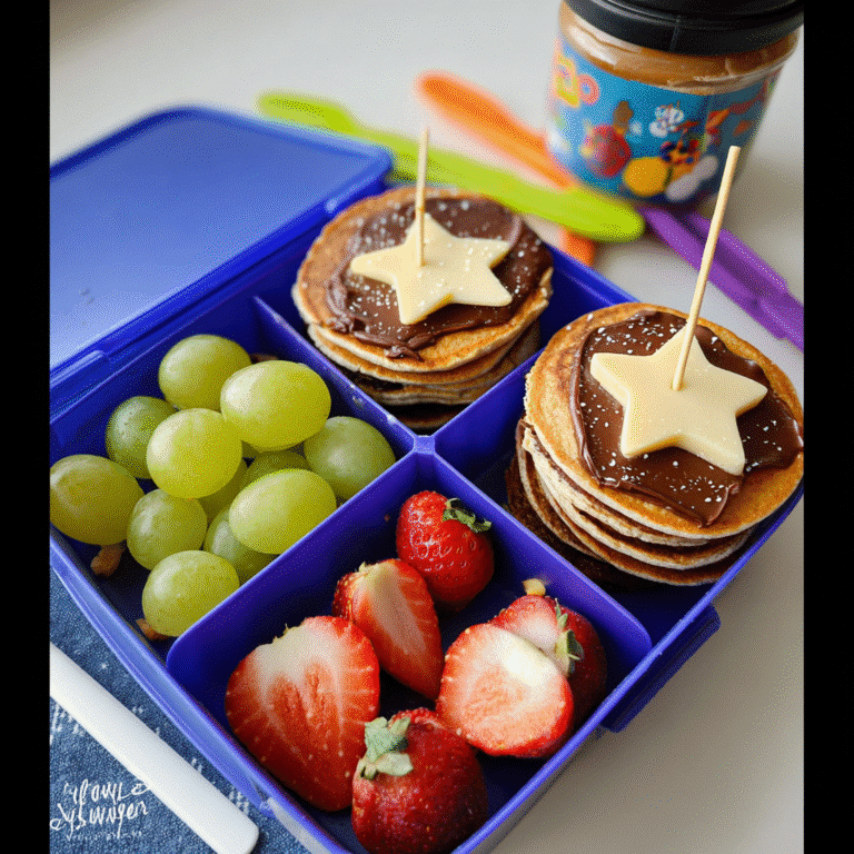 Mini pancake skewers for kids’ lunch boxes