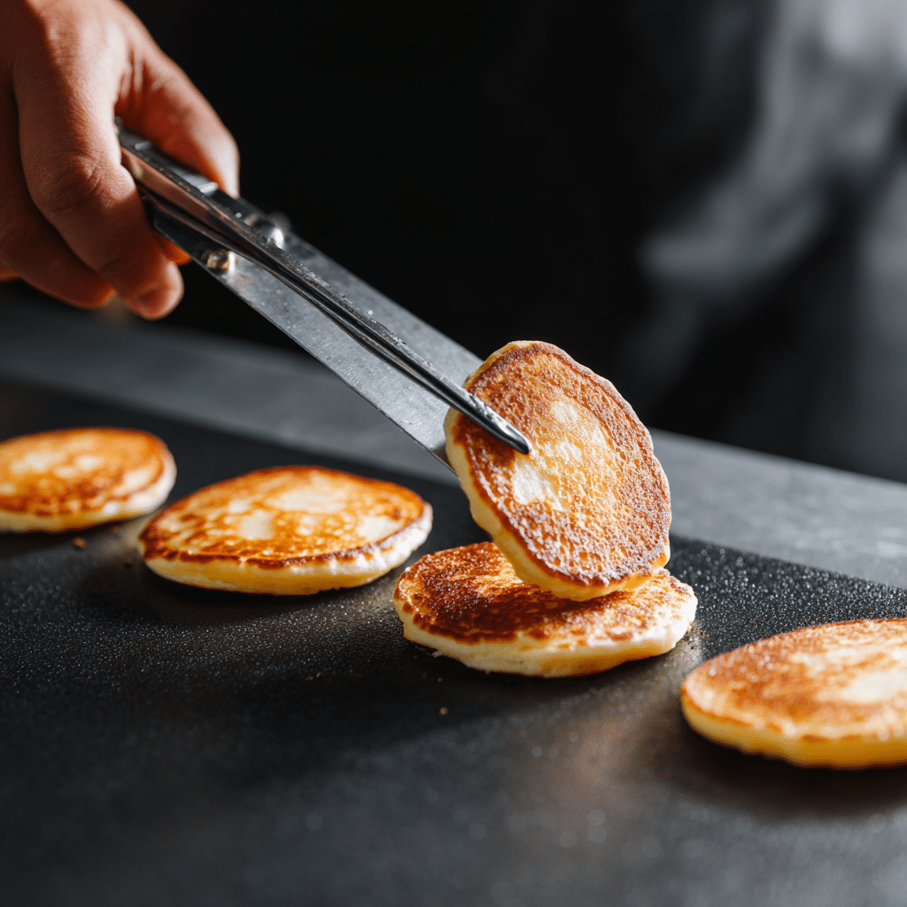 5 Mistakes Sabotaging Your Nutella Mini Pancakes (And How to Get Them Perfect) 7 Large spatula versus small spatula flipping mini pancakes