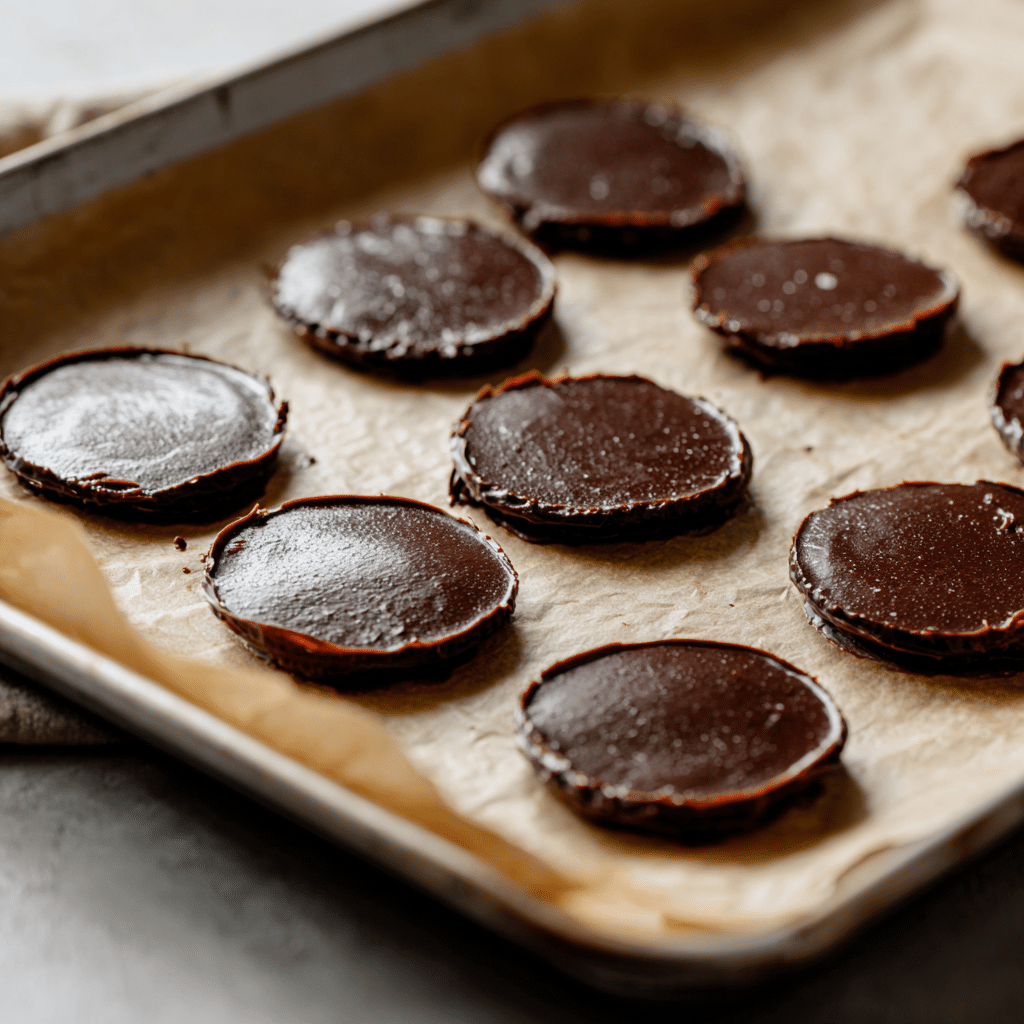 5 Mistakes Sabotaging Your Nutella Mini Pancakes (And How to Get Them Perfect) 3 A realistic prep shot showing hand-scooped frozen Nutella discs on parchment paper, ready to be used in a pancake recipe.
